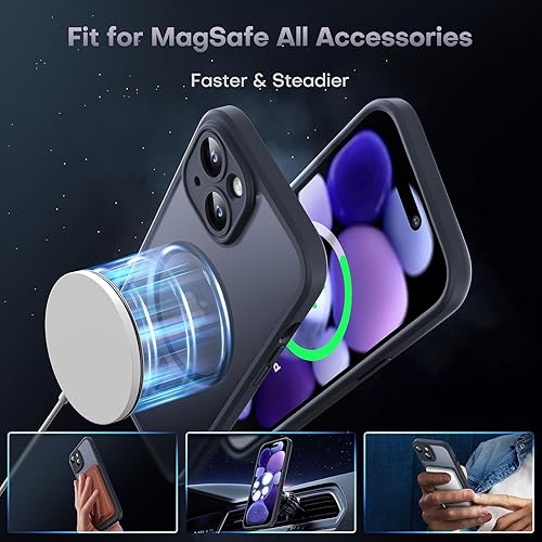 Miniatura 3 de TOCOL Magnetic for iPhone 15 Case, Upgraded Full Camera Protection, Compatible with Magsafe, Drop Protection, Translucent Matte Back Bumper Phone