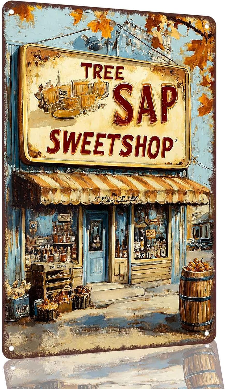 Tree Sap Sweetshop Vintage Storefront 8 x 12 Inch Aluminum Wall Decor