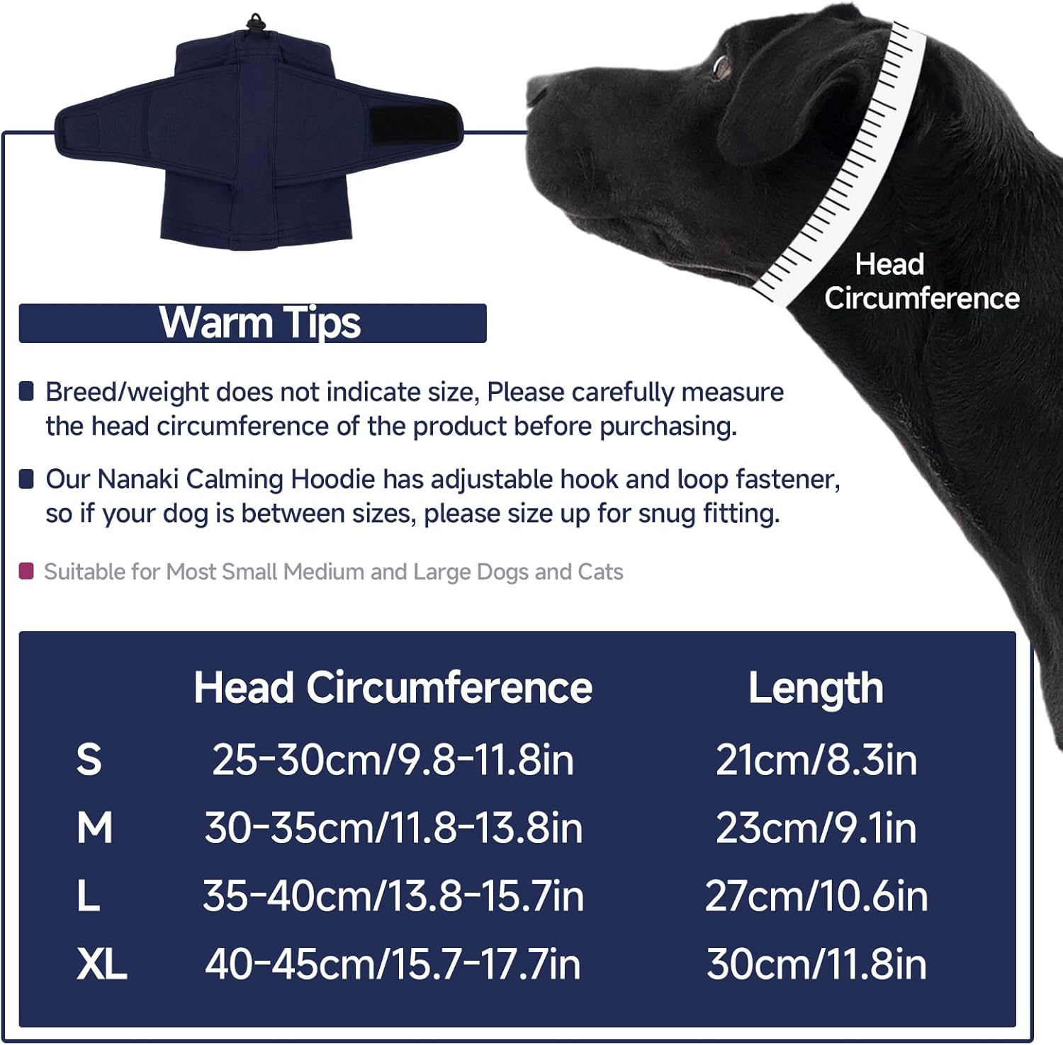 Nanaki Soft Calming Hoodie Quiet for Fireworks,4th of July, Dog Ear Wrap Hematoma Head Cover Anti Flapping, Snoods for Dogs for Eating & Drinking, Adjustable Dog Ear Protection for Bath,Blow, Blue,XL