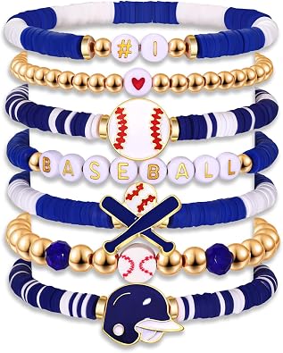 Baseball Bracelet for Women Game Day Bracelet Stack Red White Preppy Heishi Bracelets Sport Team Softball Baseball Mom Accessories Outfit Party Favors Gifts