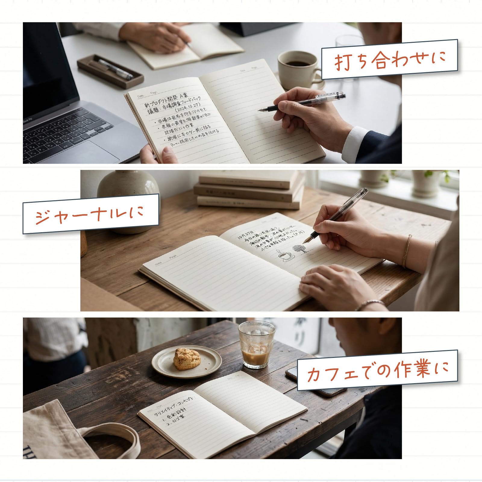 A5 横罫メモ帳 50ページ クリーム色 【公式通販】