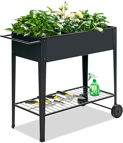 Vista 14 de Giantex macetero alto, elevado, para plantas, para jardín, para aire libre