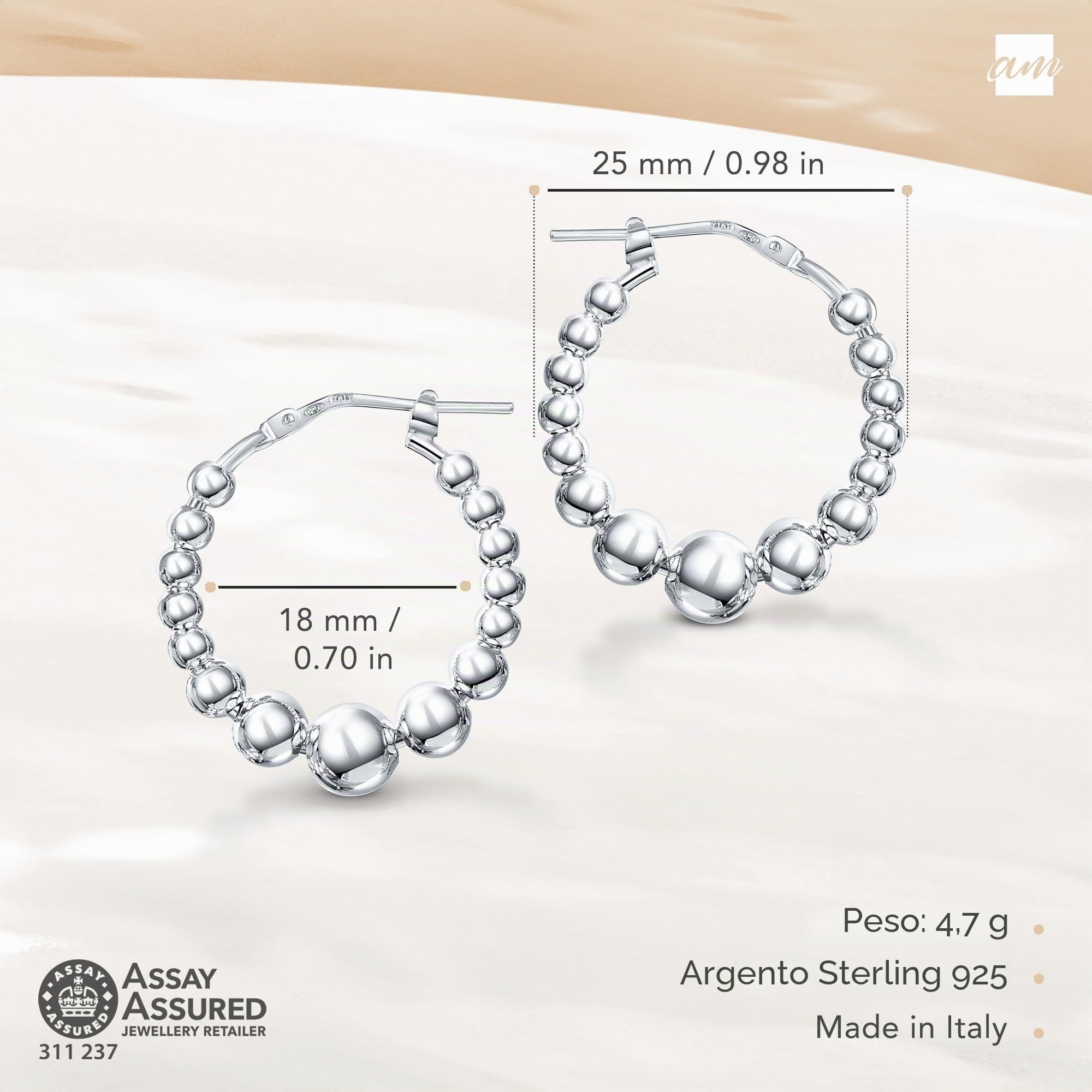 Amberta Orecchini a Cerchio Intrecciati in Argento Sterling 925 per Donna | Orecchini a Cerchio in Argento 925 Particolari