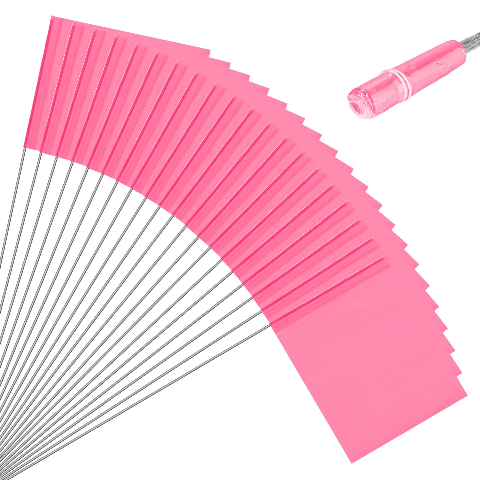 M METERXITY 20-Pack Blank Marking Flags, 15x5.1x4 Inch Waterproof Yard Flags Marking for Lawn/Garden/Irrigation/Landscape/Sprinkler/Survey/Dog Training/DIY [Pink]