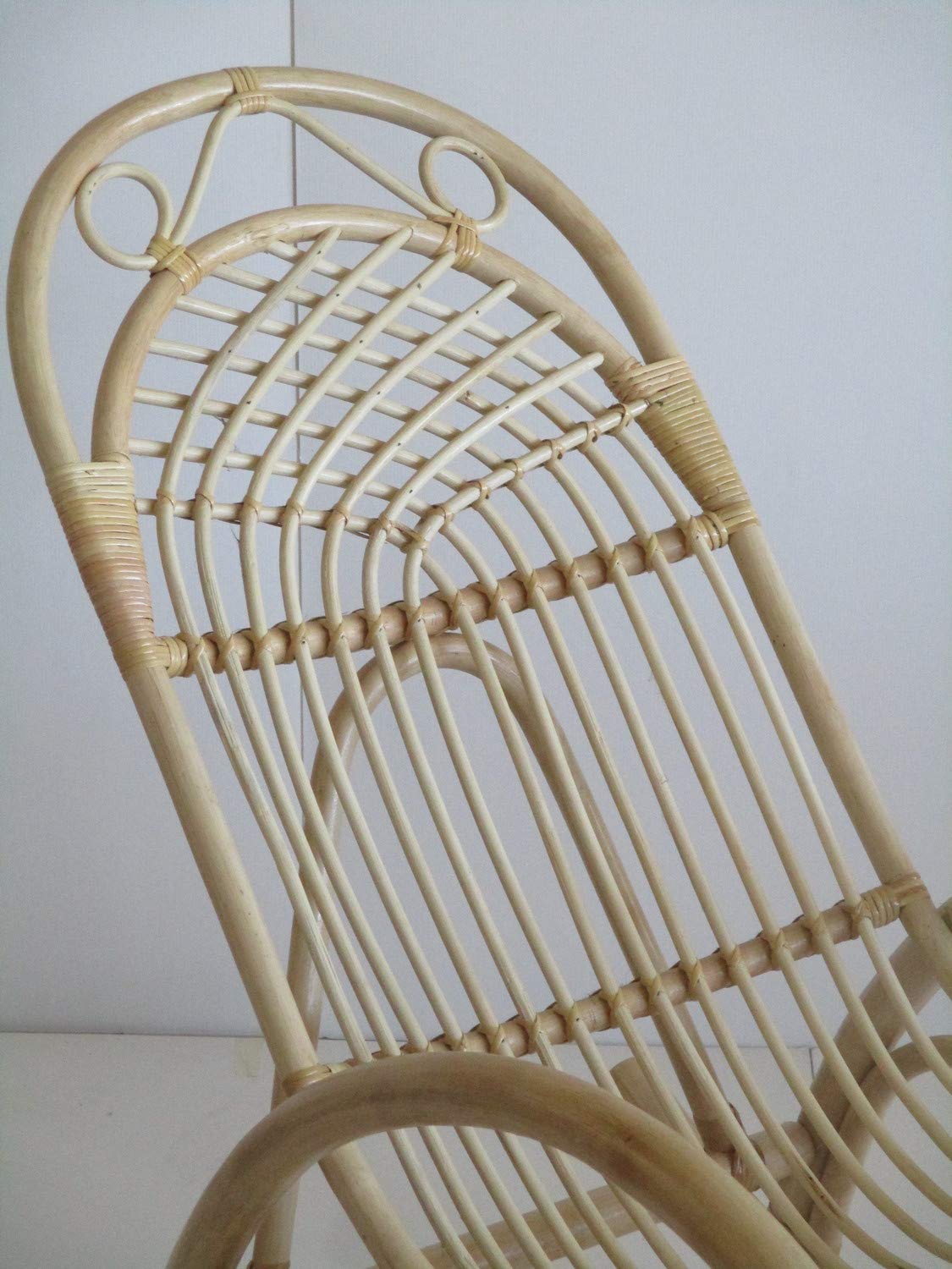 Sedia Poltrona a Dondolo in Rattan Vimini Naturale 62x130x100 cm