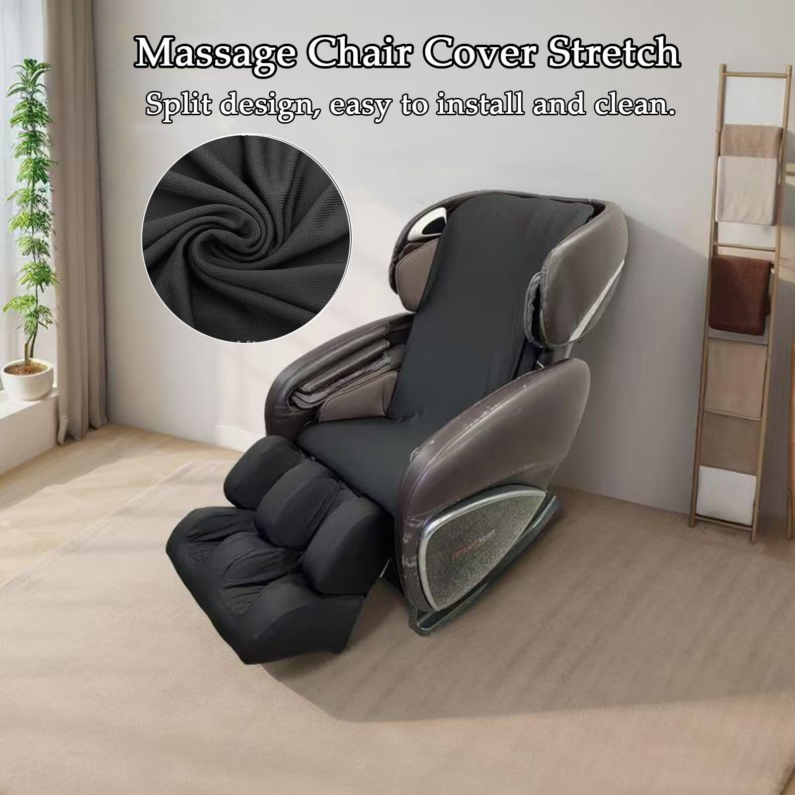 Ganzkörper-Shiatsu-Massagestuhlbezug,Abdeckung für Massagesessel Stretch Zero-Gravity-Stuhlbezug Tragbarer Staubdichter Massagesessel Bezug Wiederholbar Waschen(Khaki)