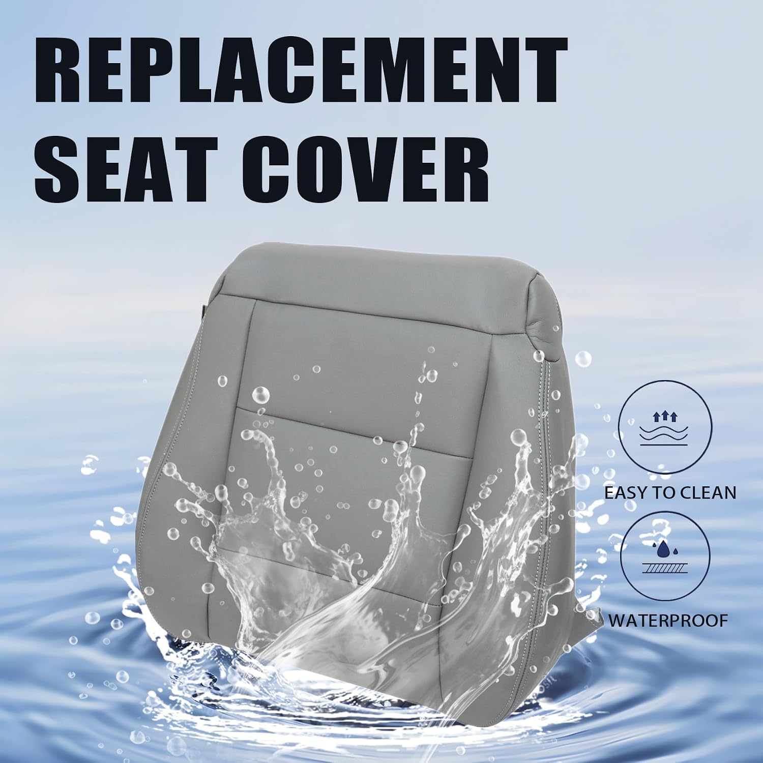 Priprilod Gray Leather Driver Side Bottom Replacement Seat Cover Compatible with Toyota Land Cruiser 1998 1999 2000 2001 2002 2003 2004 2005 2006 2007