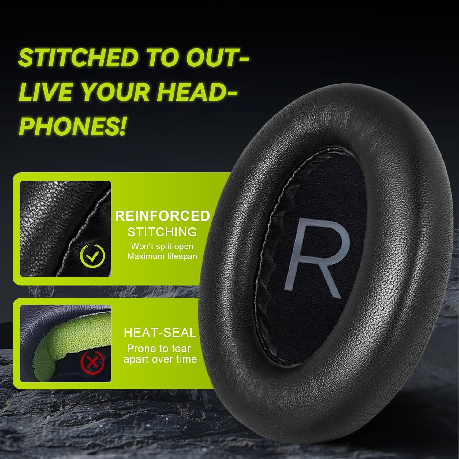 Aurivor Replacement 700 Ear Pads for Bose Noise Cancelling (NC) 700 Headphones, NC700 Earpads Cushions Made of Genuine Lambskin Leather, Noise Isolation Memory Foam, Added Thickness (Black)