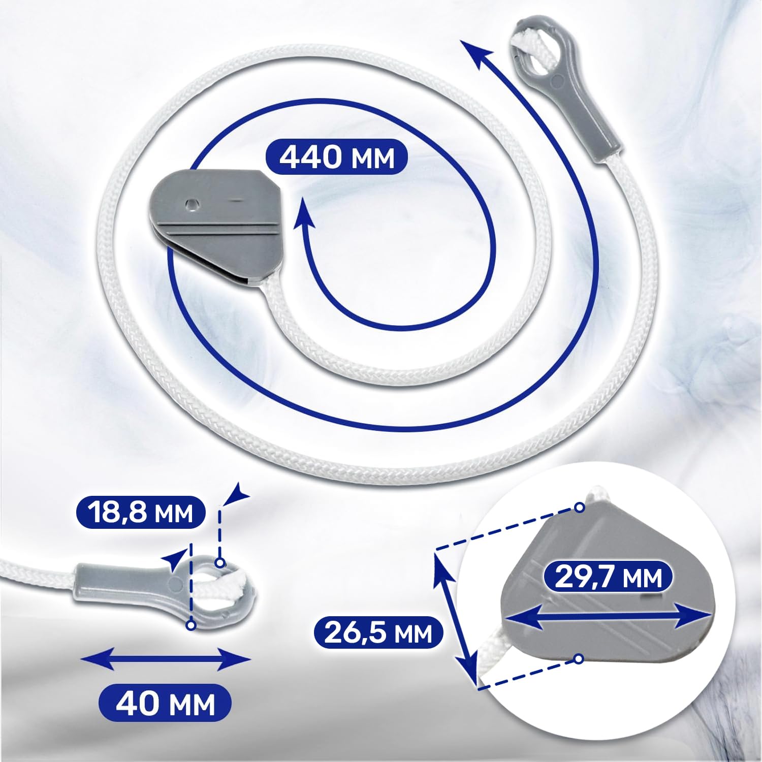2er Set Türfeder-Seile Für Beko/Arçelik Geschirrspüler – Länge 440 Mm, Originalcode 1881050100, 10 Jahre Garantie – MONTERAL