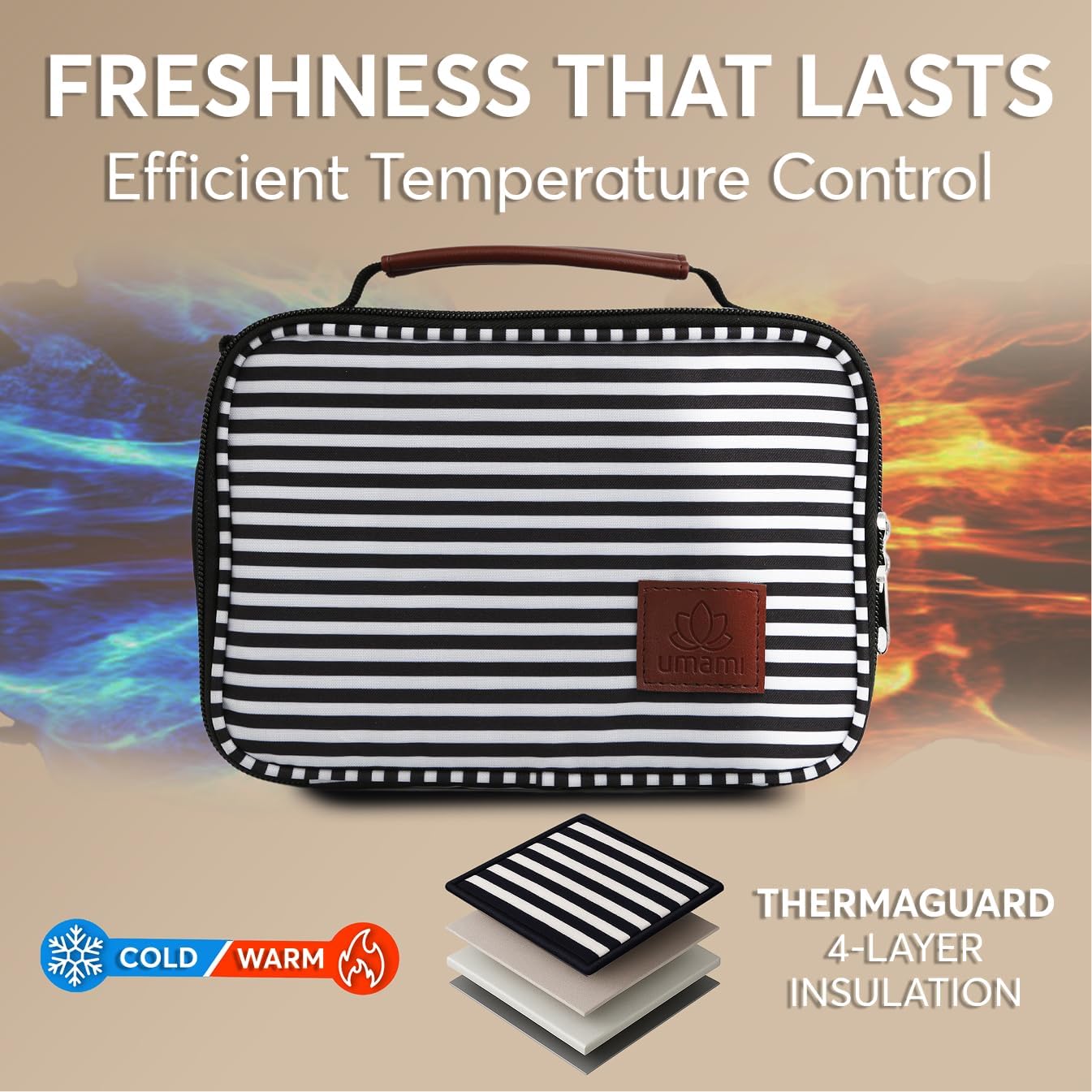 Umami Adult Lunch Box for Women/Men, Small Insulated Bag, Perfect Capacity, Reusable & Easy to Clean Office Lunch Bag for Women/Men, Practical Cooler Tote, Marine - Image 3