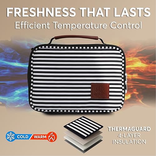 Miniatura 3 de Umami Lonchera térmica para mujeres y hombres con bolsillo para botella de agua con correa de hombro ajustable, tamaño perfecto, ideal para el
