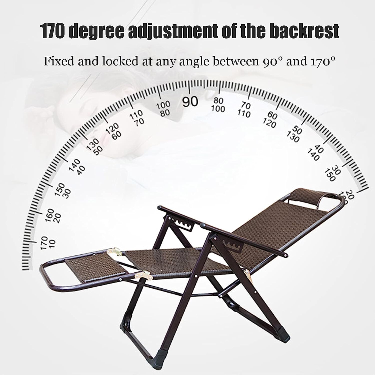 Reclining Patio Chair for Lawn Backyard Outdoor Lounge Chair Beach Patio Folding Wicker Chair Sun Lounger Wicker Rattan Rocking Armchair Lounge Seat Lounge Chair