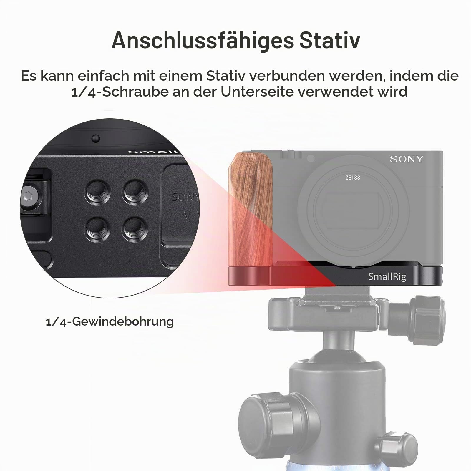 SMALLRIG L-förmiger Holzgriff für Sony RX100 III/IV/V(VA)/VI/VII - LCS2467