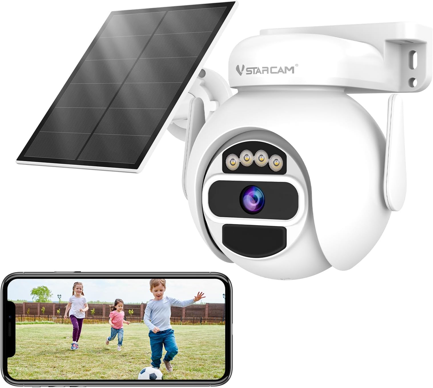 VSTARCAM Solar Security Camera Wireless Outdoor, 3MP Battery Powered WiFi Cameras Outside with Color Night Vision, Pan/Tilt, PIR Human Detection, 2-Way Audio, IP66, Local/Cloud Storage