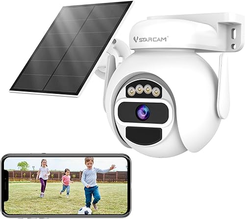 VSTARCAM Cámara de seguridad solar inalámbrica para exteriores, cámaras WiFi alimentadas por batería de 3MP en el exterior con visión nocturna a
