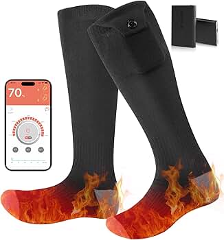 meosos 【3足入り】電熱ソックス アプリ35-70℃温度調節 冷え性対策 Amazon | [meosos] 【3足/2足/1足入り】電熱ソックス アプリ35