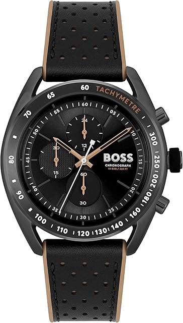 BOSS Chronograph Quartz Watch for Men Center Court Collection with Leather Strap or Stainless Steel Bracelets