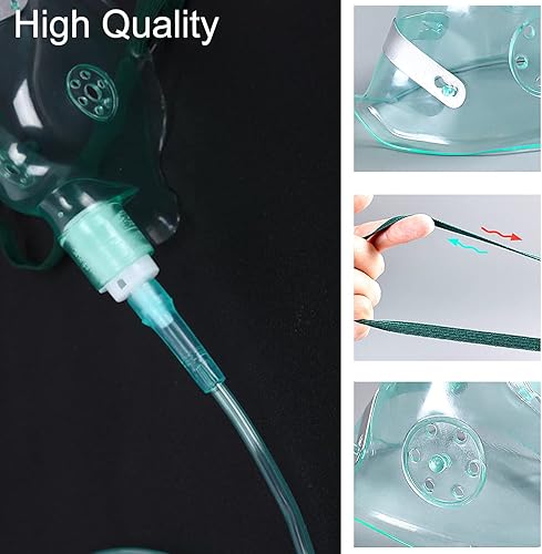 Miniatura 4 de Máscara de oxígeno estándar con tubo de 6.6 pies y correa elástica ajustable, 3 paquetes, talla XL