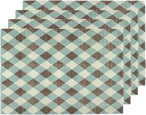 Checkered Art Decor Placemats Set of 4 Table Mats Washable Placemat Waterproof Place Mats for Party Home Dining Table Decor 18x12 in