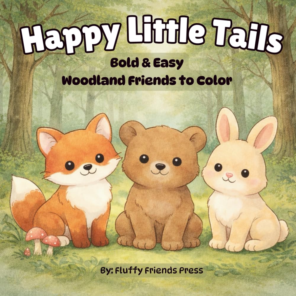 Happy Little Tails: Bold & Easy Woodland Friends to Color