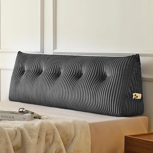 Z-hom Almohada de cabecera tamaño Queen, almohada de lectura triangular de cuña para cama o sofá, cojín ergonómico para respaldo para sentarse, leer