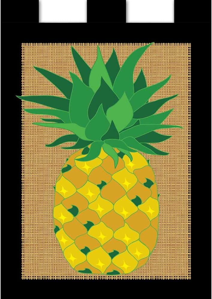 Magnolia Garden Friendship Pineapple on Burlap 42 x 29 Rectangular Double Applique Tab Top Large House Flag