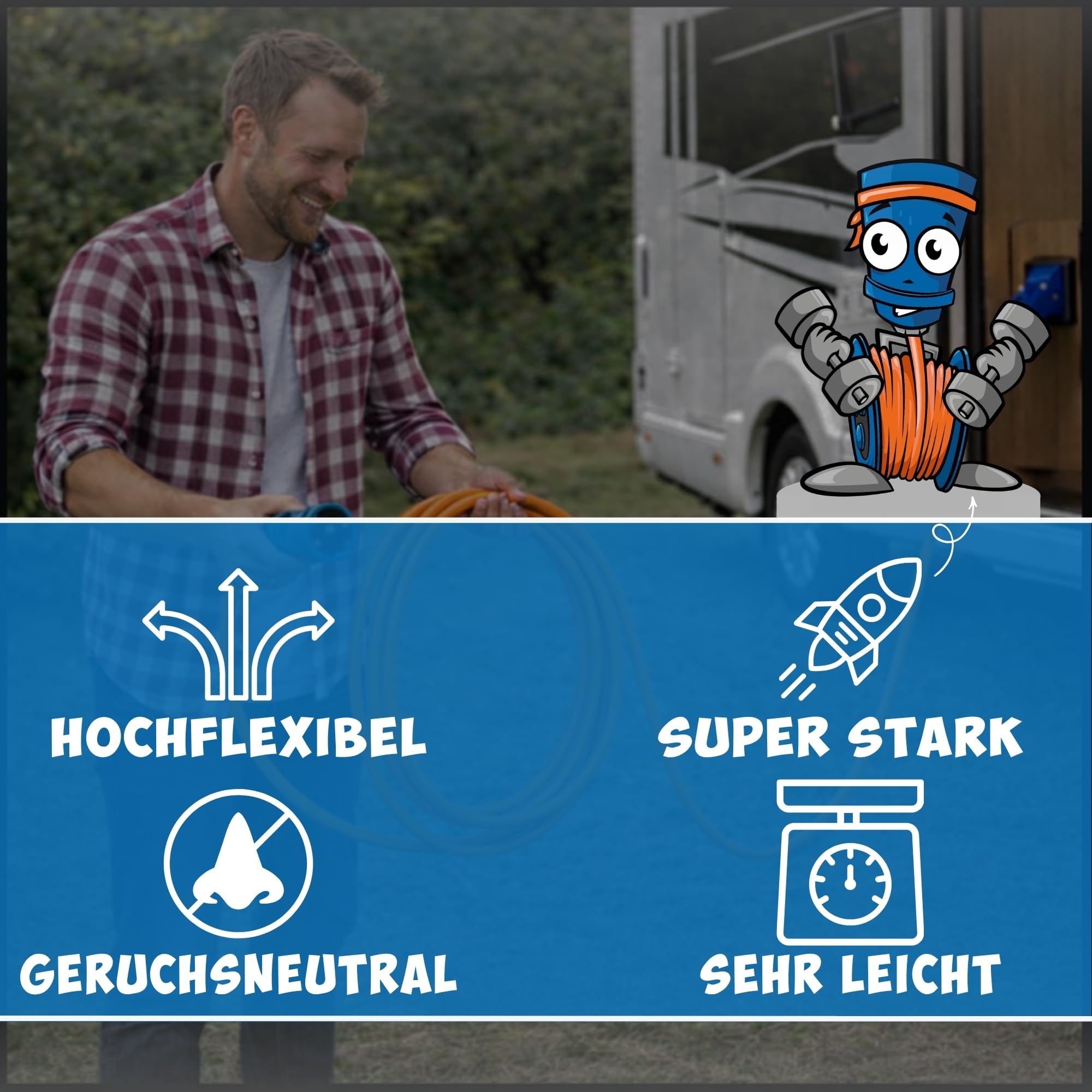 KALLE DAS KABEL CEE Verlängerung Kalle Blue Signal 2,5mm² Industrie BAU Boot Womo Camping Vollpur-Premium-Leitung 25 Meter