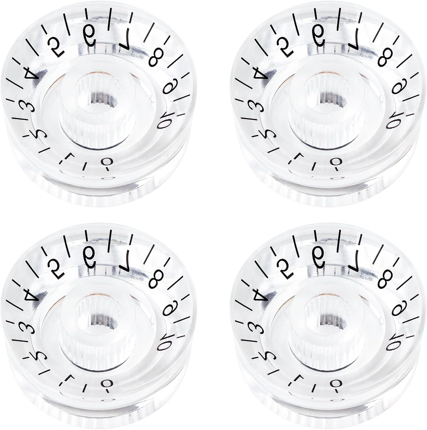 Banworks '60s Guitar Control Knobs 24-Spline Imperial Knobs 2 Tone and 2 Volume 6mm (15/64") Knobs Speed Knobs Top Hat for Gibson Les Paul SG Electric Guitars Pack of 4 JT/XN-08 Transparent