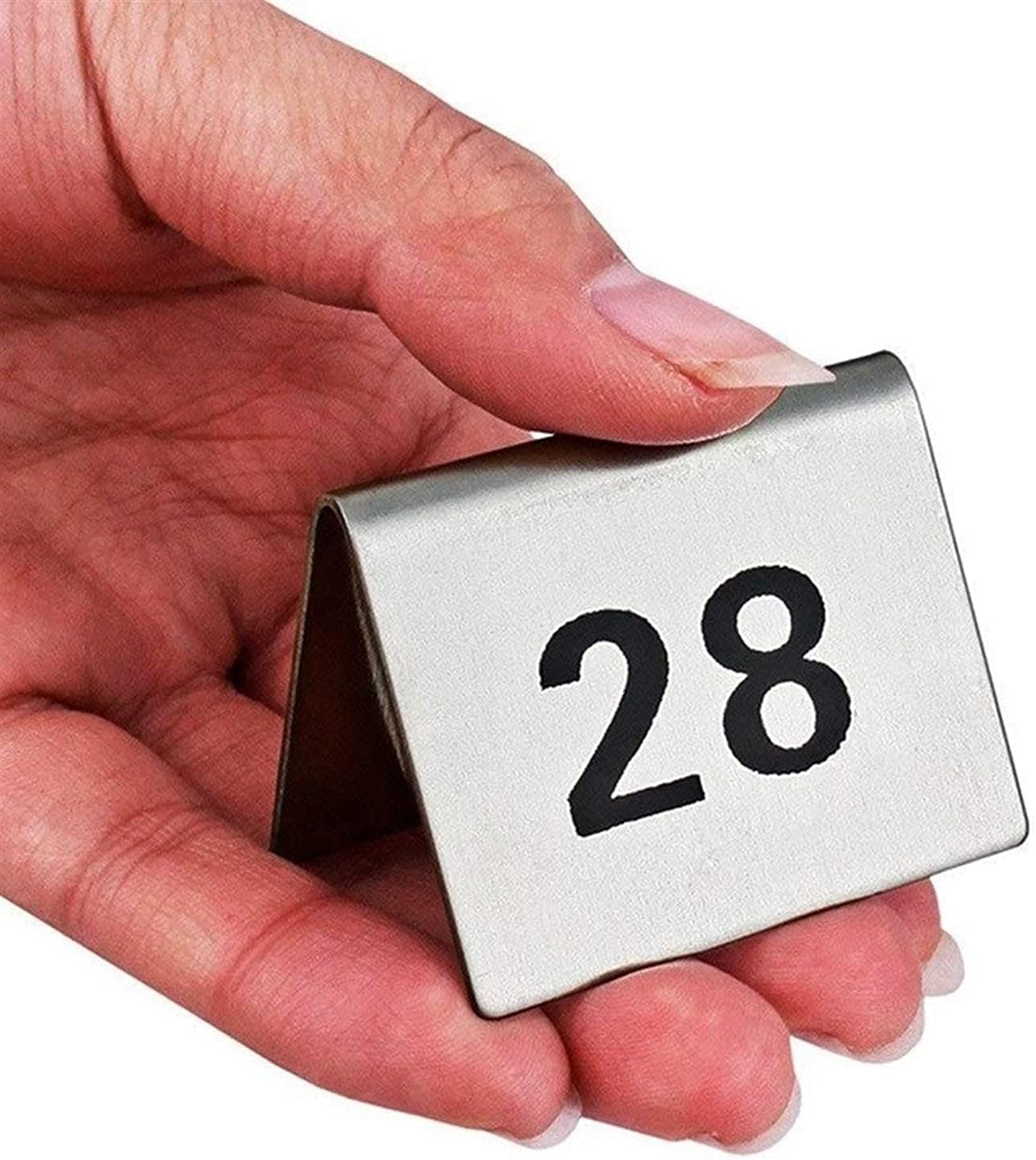 Table Numbers Plate 1-25/50/100, Stainless Steel Table Number Cards, Restaurant Cafe Bar Seating Tent Table Numbers Double-Sided for Wedding, Party, Events Or Catering Decoration (Color : 1