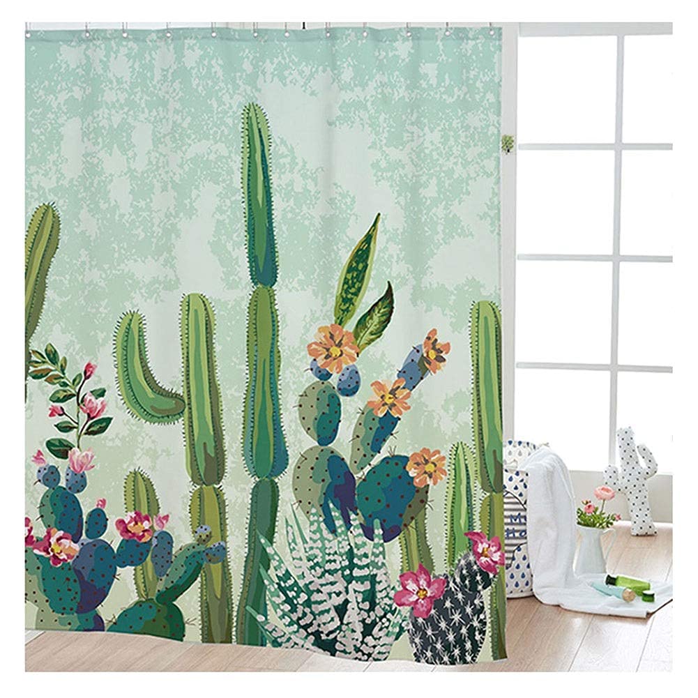 Rideau de douche en tissu imperméable cactus multicolore 180cm