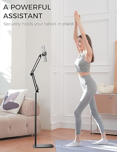 Miniatura 3 de Soporte de suelo para tableta, soporte de metal giratorio de 360 grados, soporte ajustable para Kindle, soporte universal para teléfono para