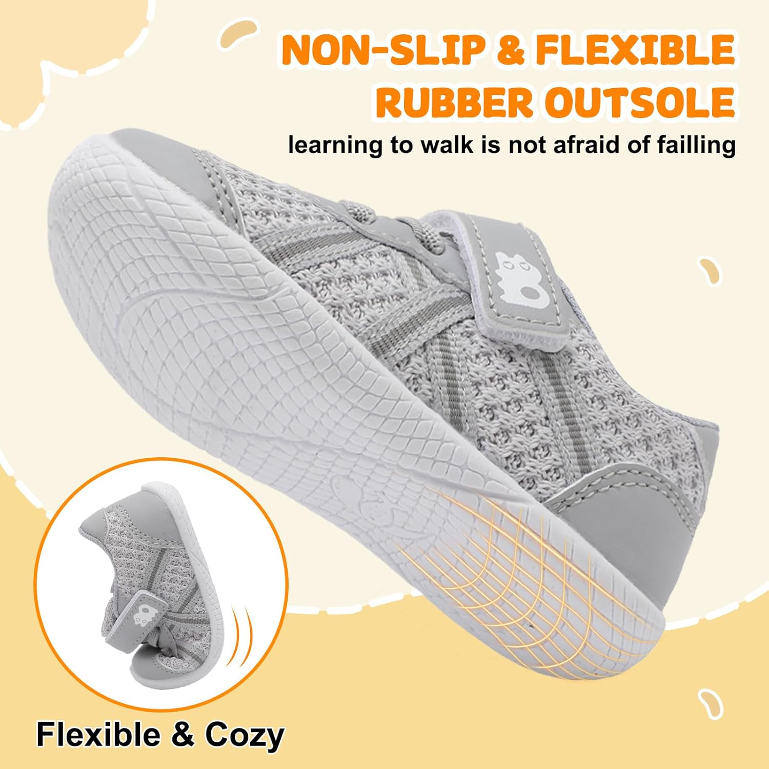 Besroad Toddler Shoes Baby Boys Girls First Walking Shoes Barefoot Infant Sneakers Non-Slip Sole Tennis Shoe - Image 7