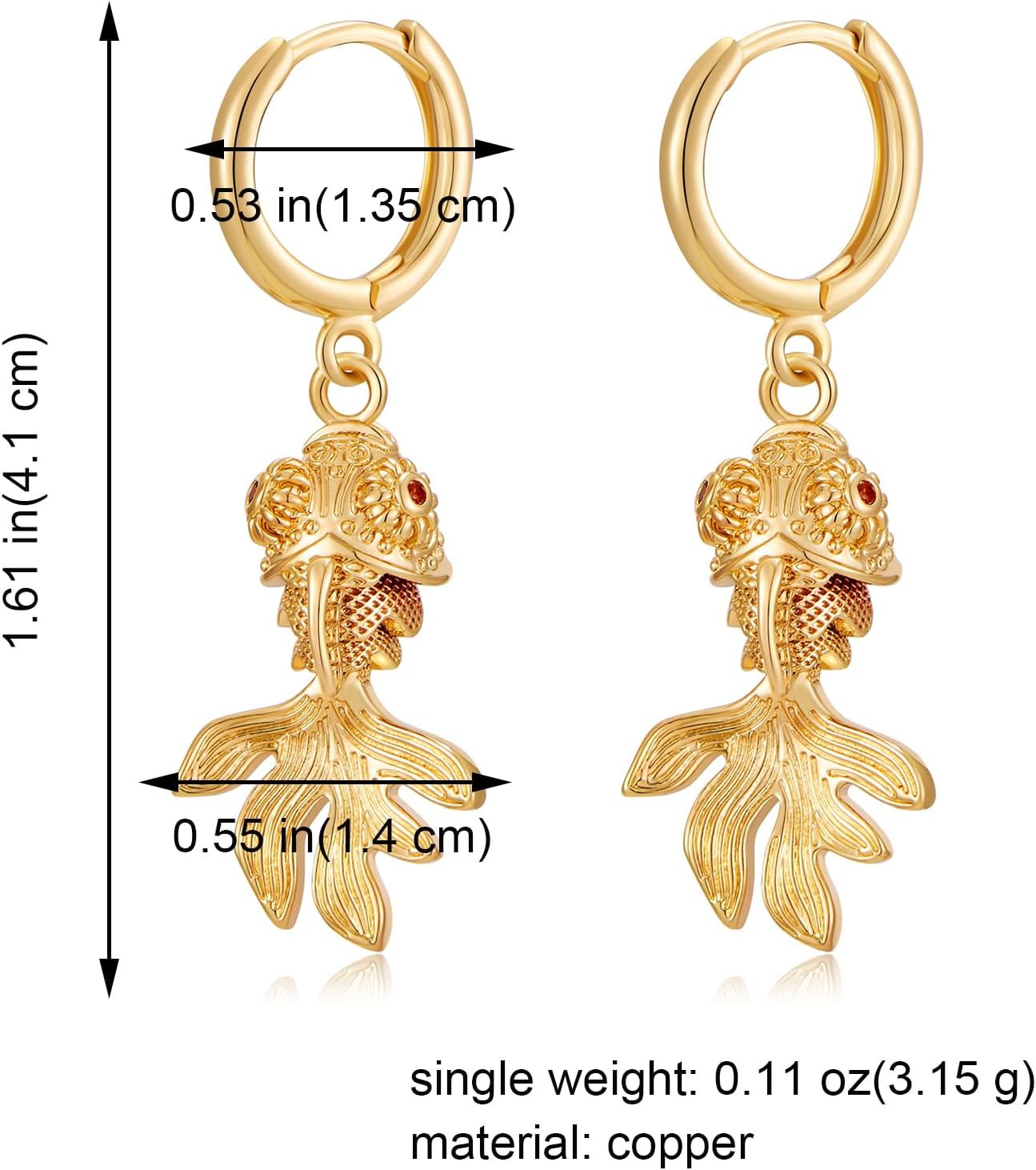 Gold Fish Hoop Earrings for Women Trendy Summer Beach Earrings Ocean Vacation Jewelry - Image 6