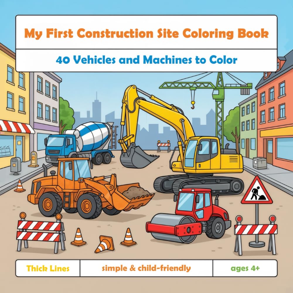 My First Construction Site Coloring Book: 40 Vehicles and Machines to Color