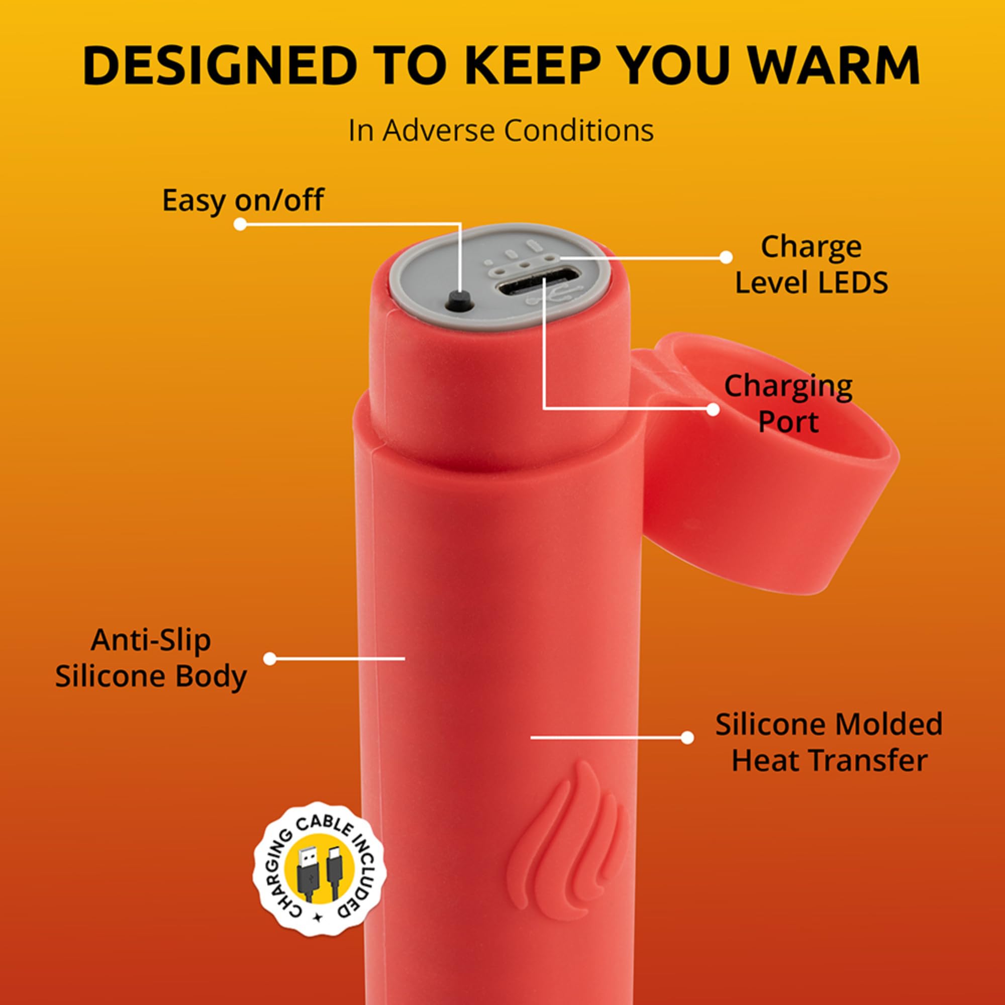POWERPAW 501 - Scaldamani elettrico portatile, ricaricabile, 3 livelli di calore, batteria da 5000 mAh, USB-C, riutilizzabile, scaldamani per mani fredde, confezione da 4