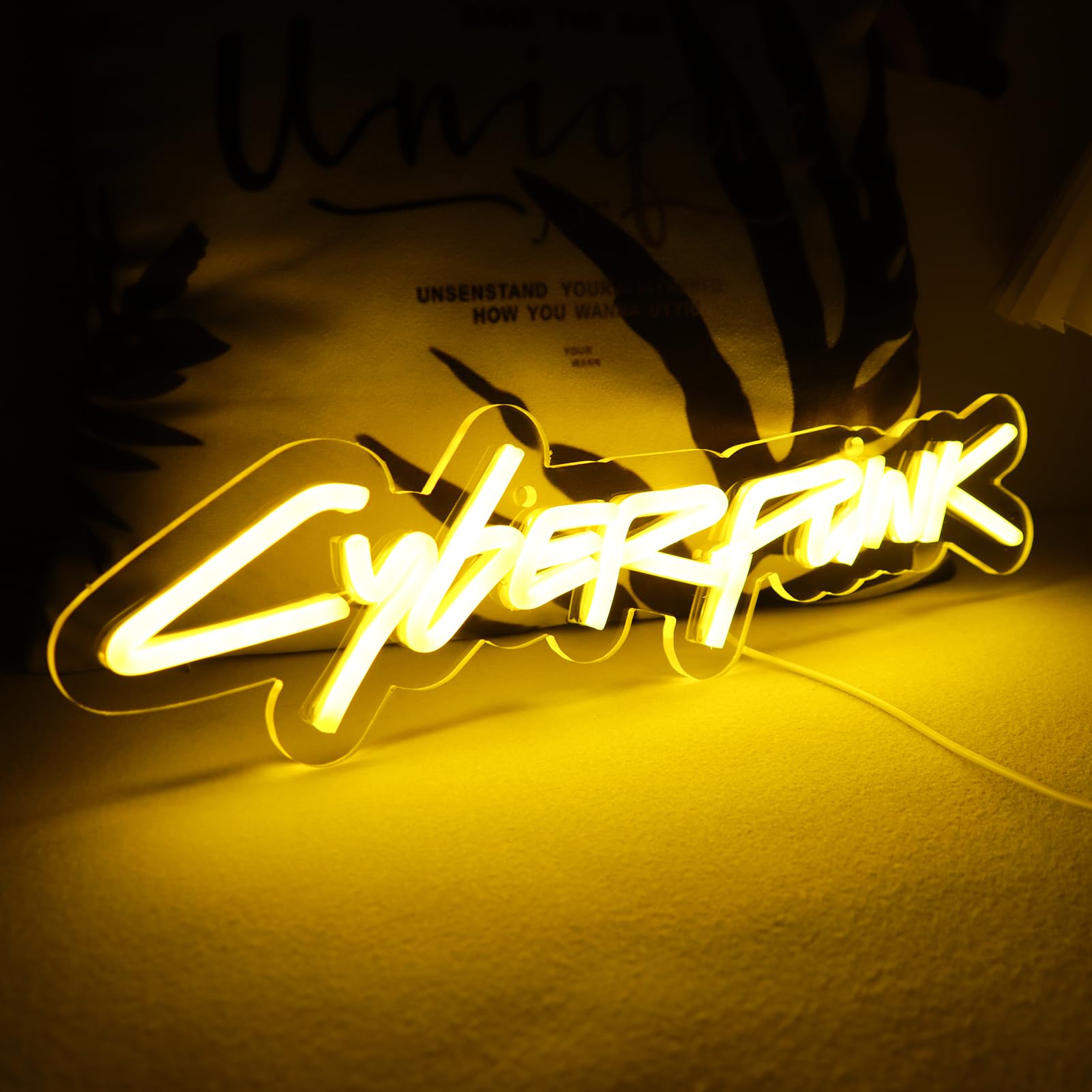 WonderfulLife Game Cyberpunk Neon Sign for Game Zone Decor,Shooting Games Led Lights for Man Cave Gaming Room Internet Bar or Bedroom Decoration.5V USB Powered,Easy Hanging.