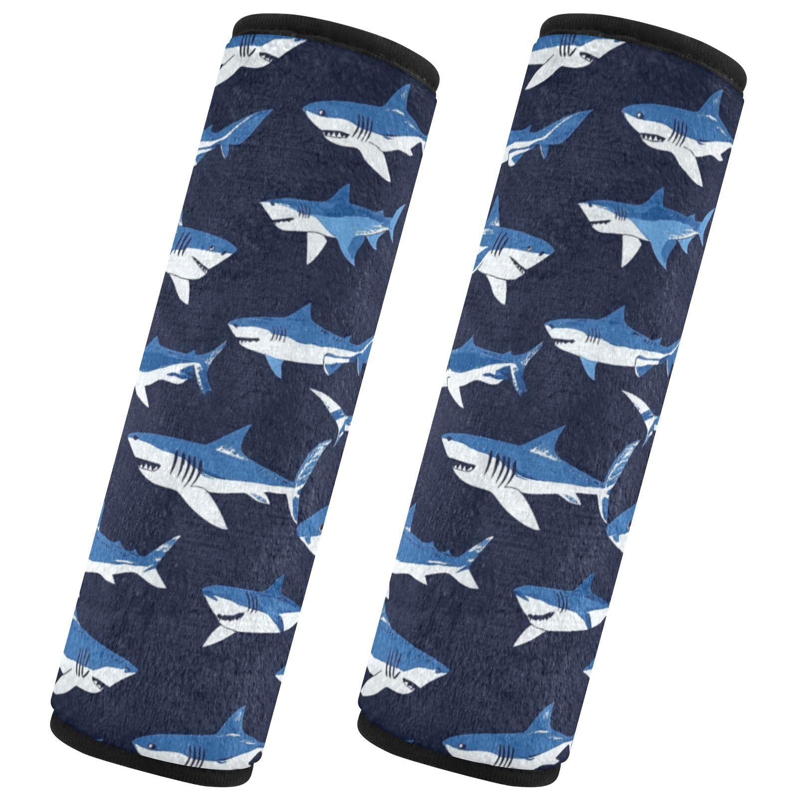 Seat Belt Covers 2 Pack Shark Navy Car Seat Strap Covers Super Soft Blue Car Seat Neck Cover for Boys Girls Adults Babies S