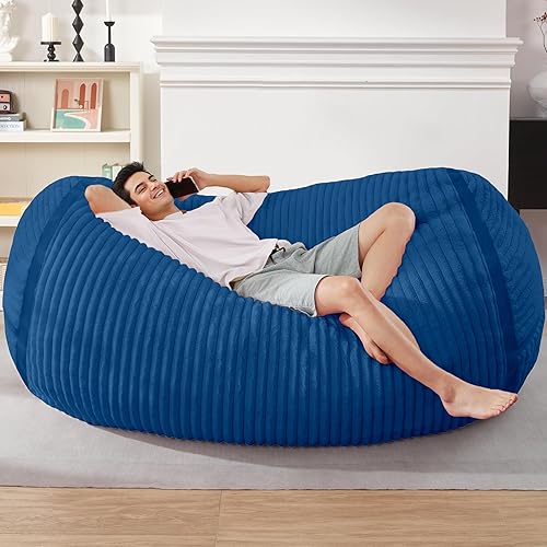Miniatura 330 de HABUTWAY Puf gigante de 2 pies para adultos, con relleno de espuma viscoelástica, puf grande con funda de terciopelo holandés extraíble para sala de
