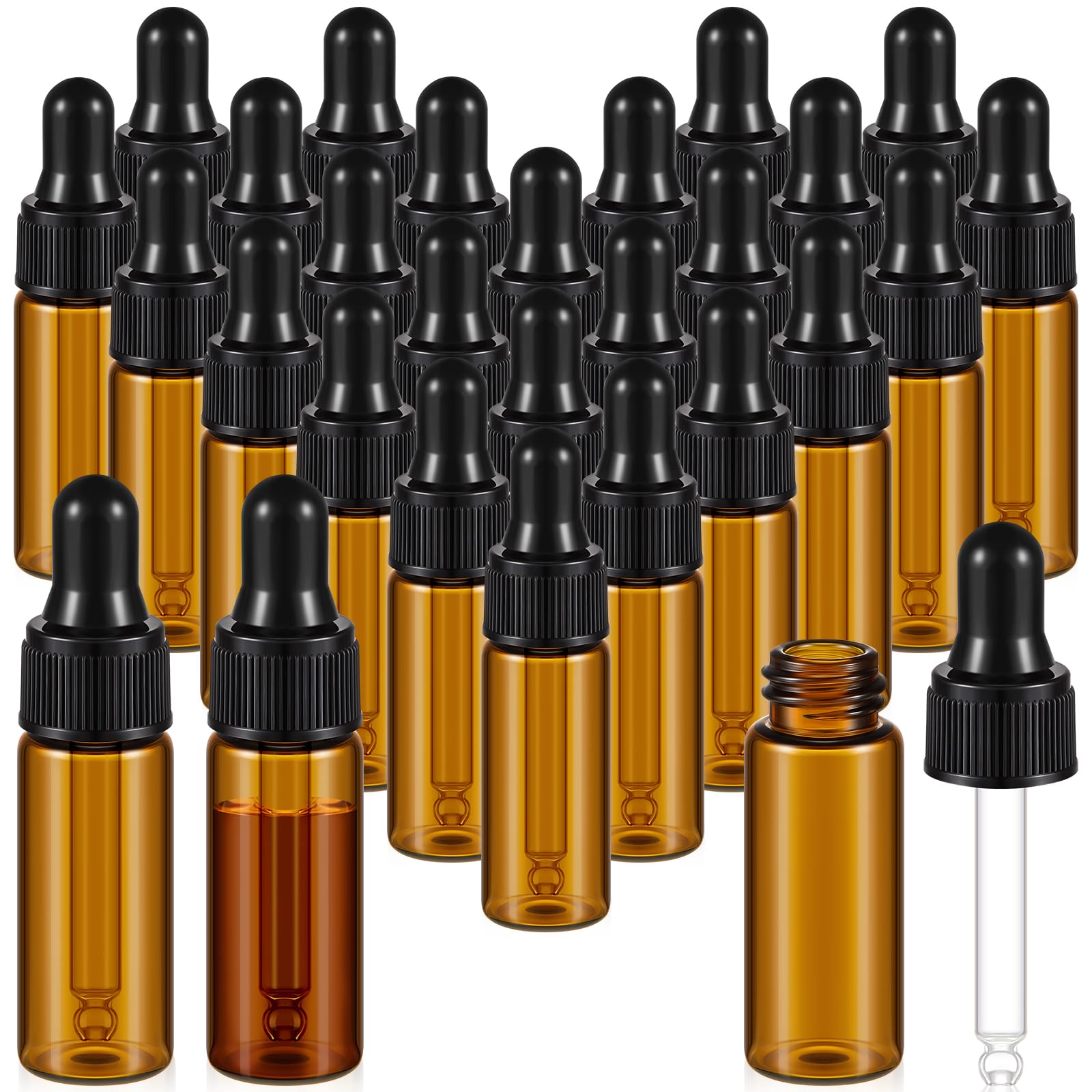 Didaey 200 mini frascos cuentagotas de vidrio, mini botellas cuentagotas de muestra, frascos de muestra pequeños con tapa para viajar, aceites esenciales, cosméticos líquidos, muestras de perfume