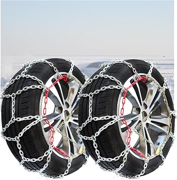 Auto Tightening Snow Chains, Diamond Mesh Traction Wheel Chains for Anti-Slip, Manganese Alloy Steel Emergency Tire Chains for Cars, Pickups, SUVs, and Trucks 175/65R15 2pcs KN-40