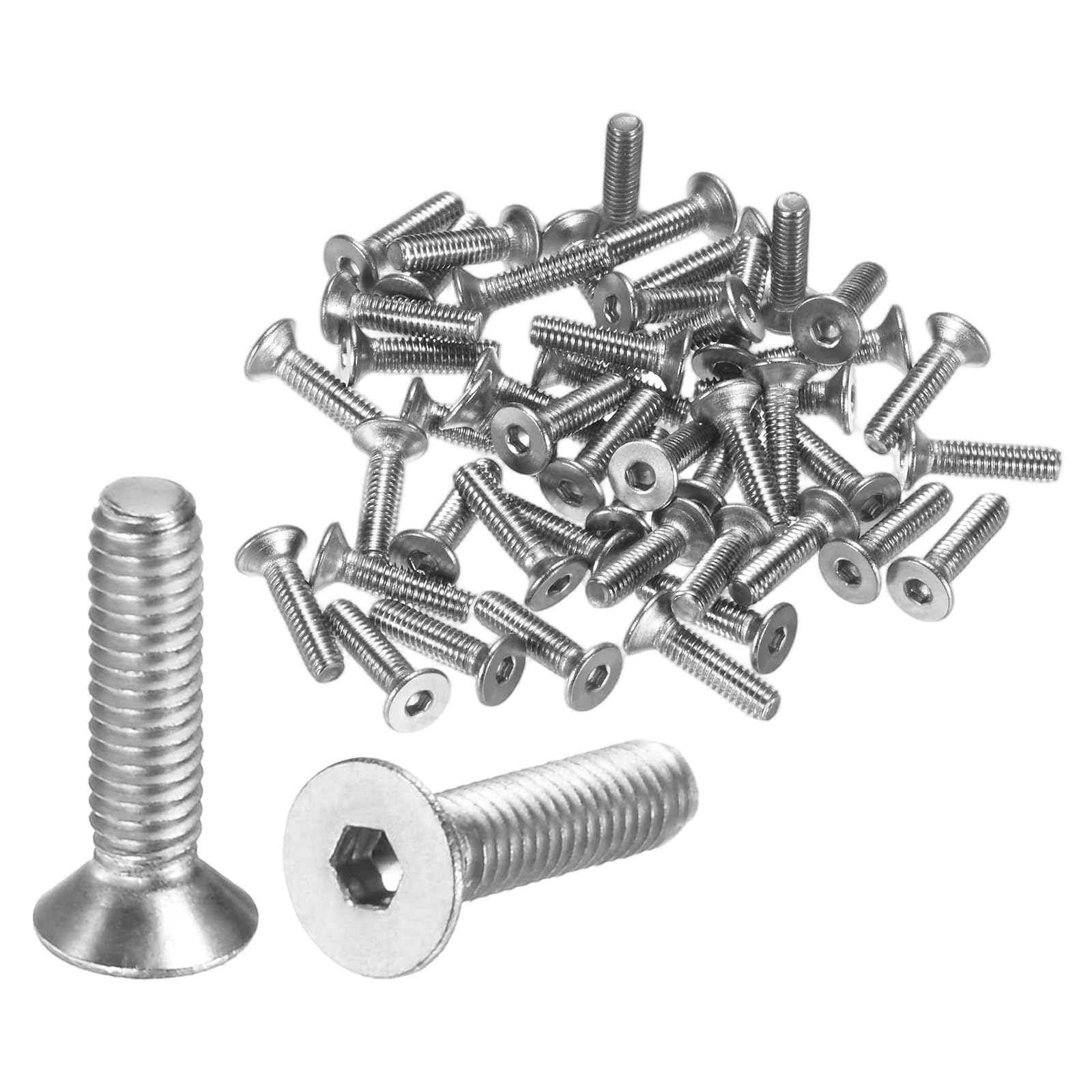 M METERXITY 50-Pack Flat Head Machine Screws M2.5 x 10mm Inner Hex Socket Cap Screws 304 Stainless Steel Socket Countersunk Fasteners Bolts for Electronics/Machinery Equipment/Home