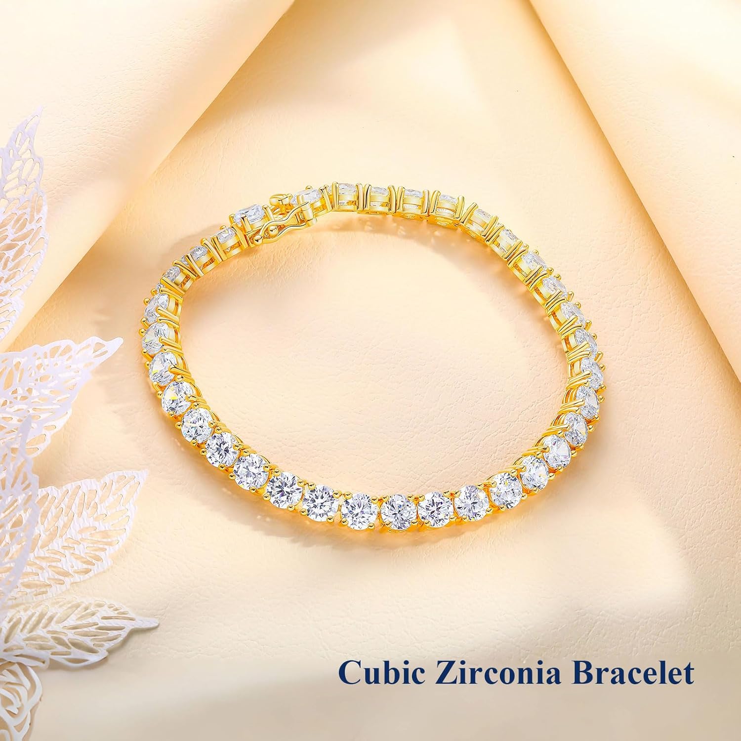 Luxury White Gold Sterling Silver 5mm Wide Cubic Zirconia and Birthstone Tennis Bracelets for Women Birthday Wedding Everyday, 7.25" - Image 3