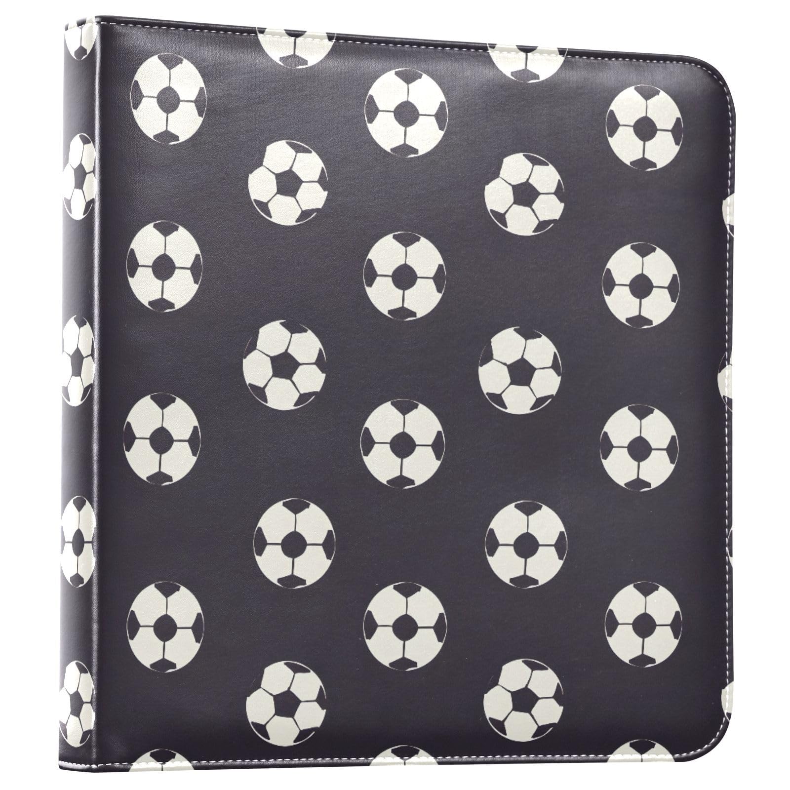 JIPONI Minimalist Soccers Large Photo Album, DIY Leather Cover Scrapbook Albums for 4x6 5x7 6x8 Pictures, Self Adhesive Memory Book for Wedding, Baby, Family