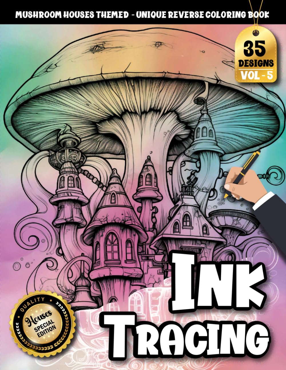 Ink Tracing Book For Adults: A Whimsical World of Steampunk Mushroom Homes and Mechanical Fantasy Designs for Relaxation and Creative Escape (Steampunk Mushroom Houses Tracing Series)