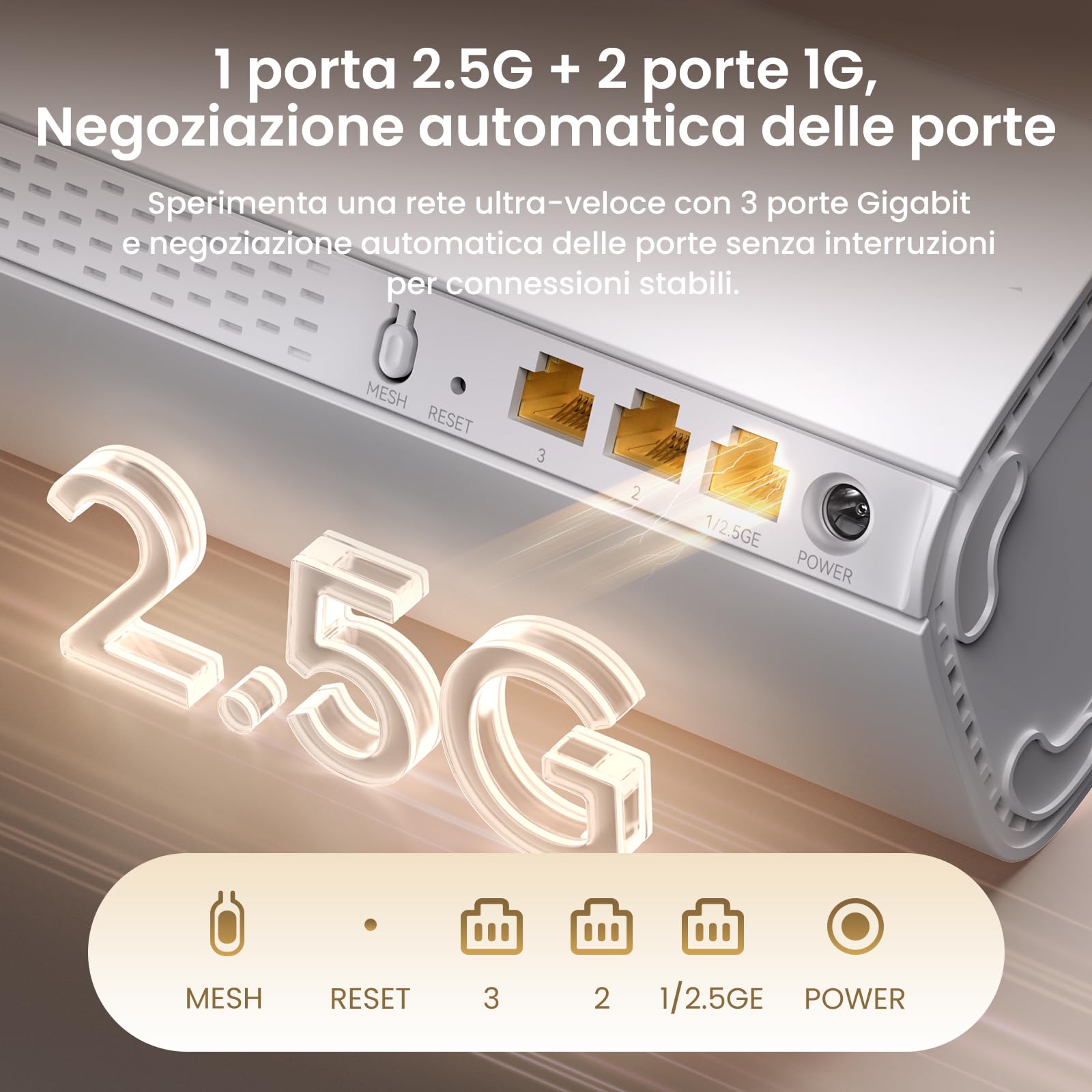 Tenda ME6 Pro Sistema Mesh WiFi 7 - BE5100 Dual Band (2.4GHz: 688Mbps, 5GHz: 4323Mbps), Ampia Copertura, 1×2.5G e 2×1G Porte Gigabit, Roaming Senza Interruzioni, VPN, NFC, Confezione da 2