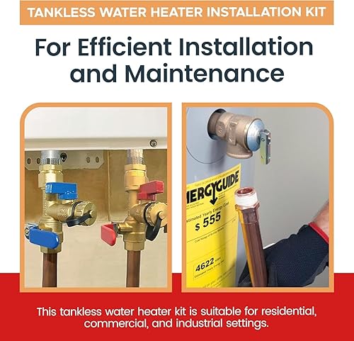 Miniatura 3 de Kit completo de válvula de servicio de aislamiento de calentador de agua sin tanque de 34 pulgadas con válvula de alivio de presión y válvula de