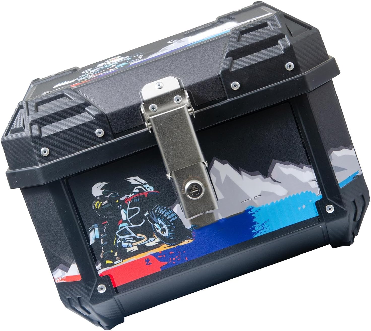 Keenso Top Case, 45L Large Capacity Detachable ABS Luggage Storage Box with Ice Crossing Sticker, for Various Travel Needs