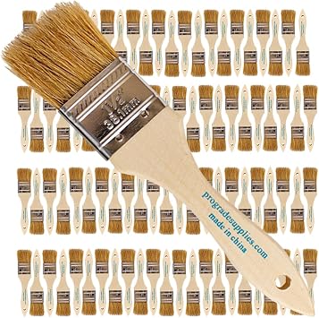 Pro Grade - Chip Paint Brushes - 96 Ea 1.5 Inch Chip Paint Brush | Natural bristle, wood handle | Bulk Pack | For Furniture & Varnish | Cabinets, Fences, Decks