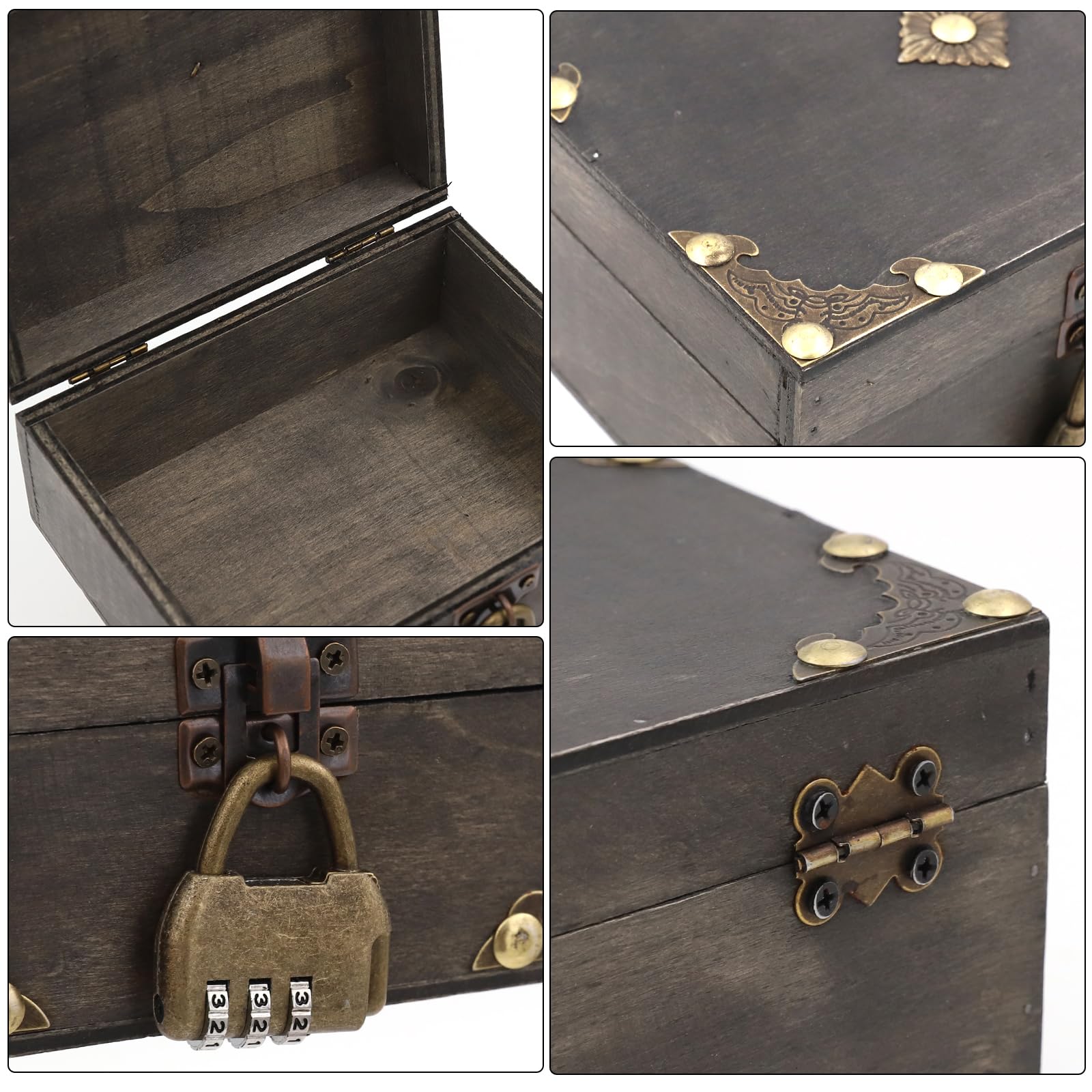 Scrigno del Tesoro Vintage, Forziere del Tesoro in Legno Vintage, Scrigno del Tesoro dei Pirati, Scrigno del Tesoro in Legno con Lucchetto, per Memorizzazione Di Cambiamenti, Gioielli, Decorazioni