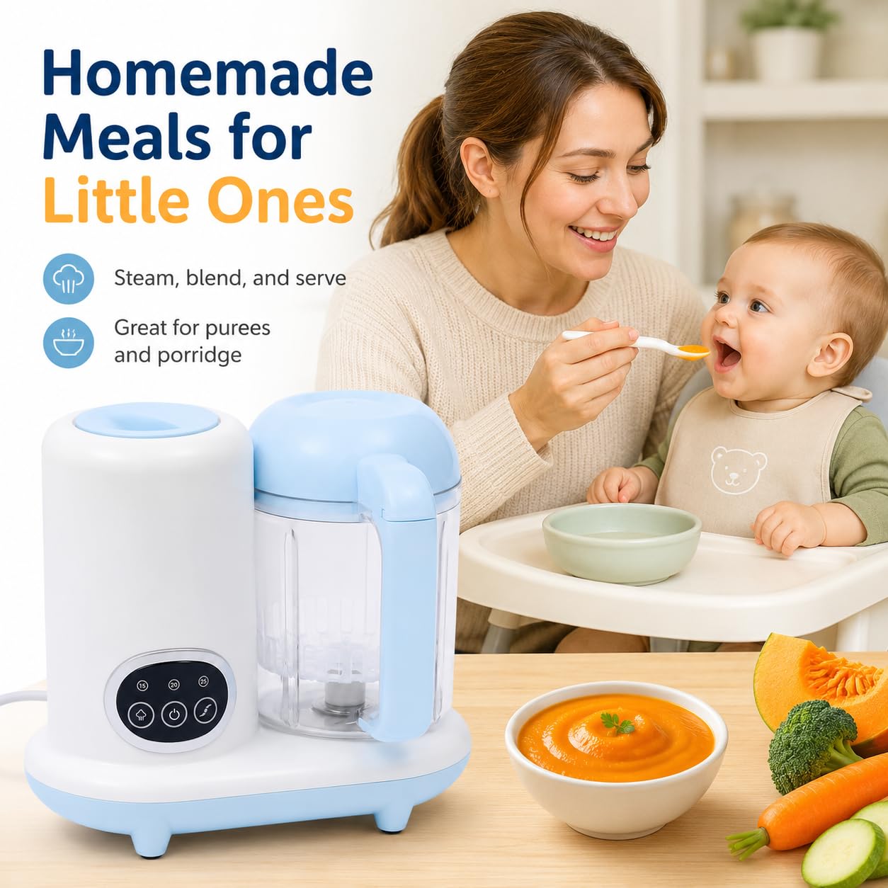 Baby Food Maker Automatischer Mixer, multifunktional, 10.000 U/min, Timer, 250 ml, Küchenmaschine, Mixer, Baby, zum Mischen von Obst, Gemüse, Getreide, Fleisch